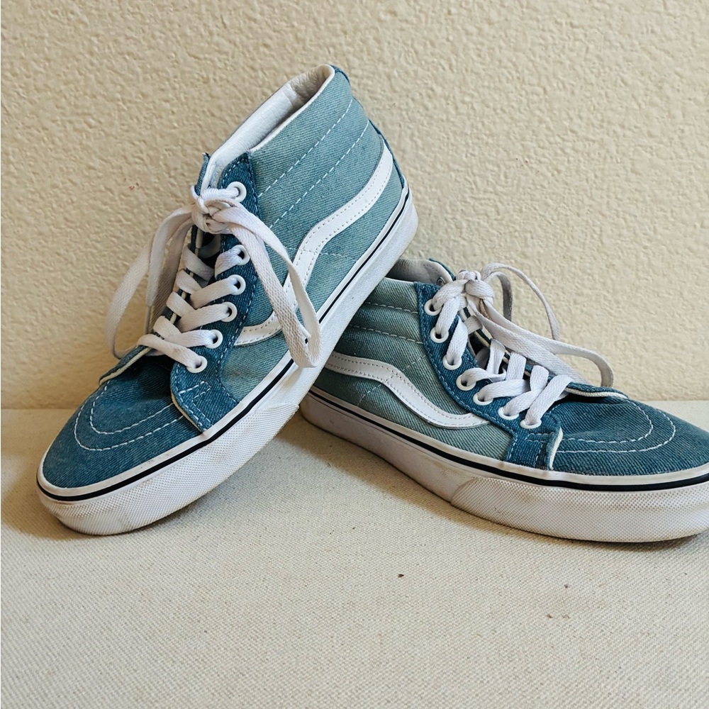 Vans Chambray Light Blue SK8 High-Top Sneakers Size Women 8 Men 6.5